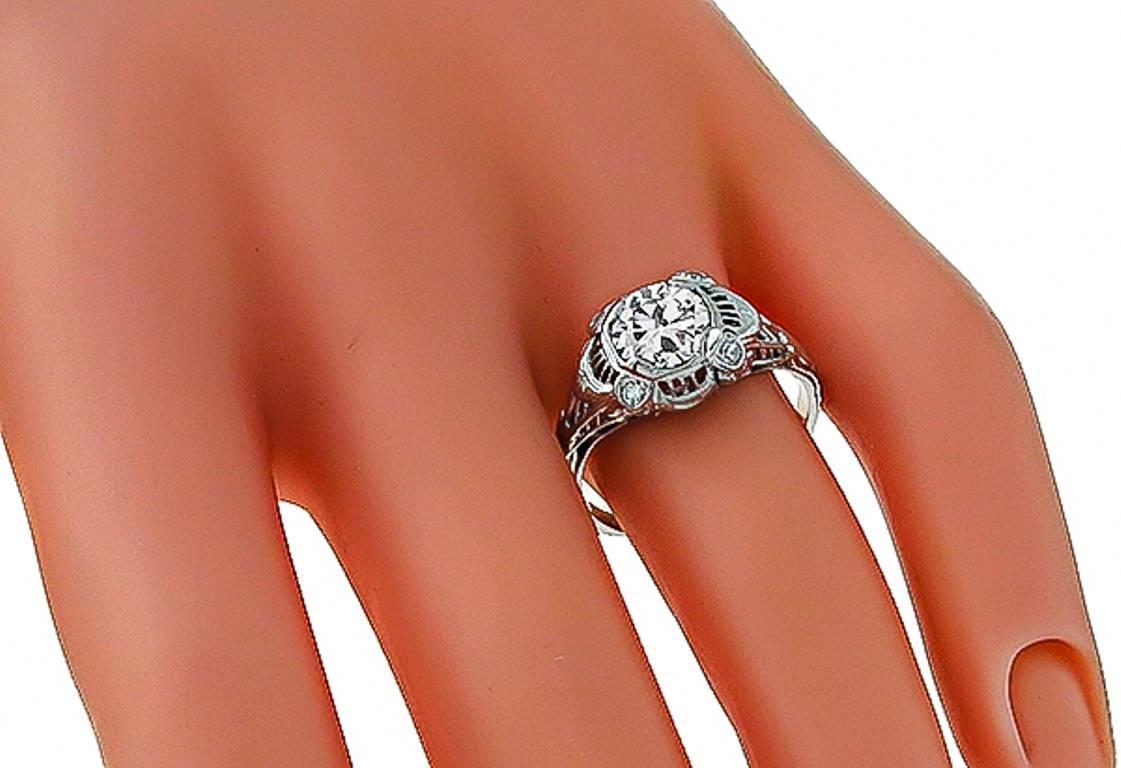 Verlobungsring, 1,27 Karat GIA zertifizierter runder Diamant im Brillantschliff (Edwardian) im Angebot