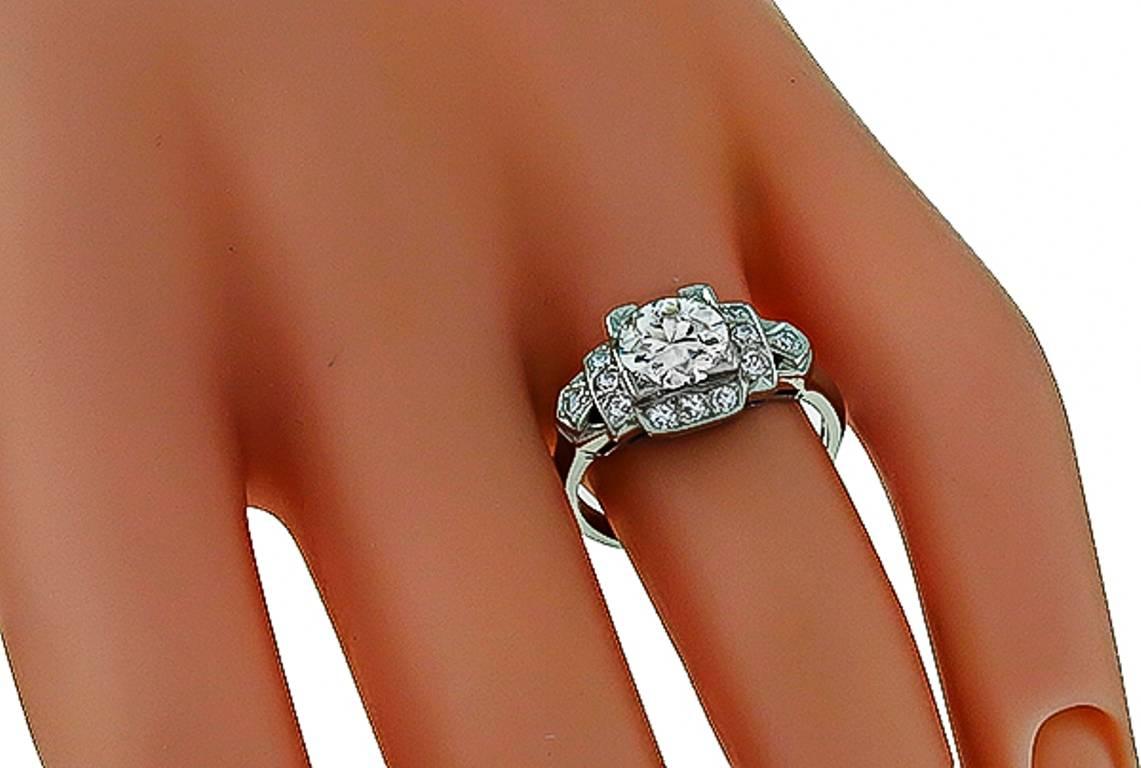1.06 Carat Old European Cut Diamond Platinum Engagement Ring In New Condition For Sale In New York, NY