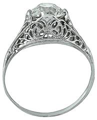 Edwardian GIA Cert 1.41 Carat Old European Cut Diamond Gold Engagement Ring