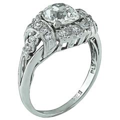 1.17 Carat GIA Cert Old Mine Brilliant Cut Diamond Platinum Engagement Ring