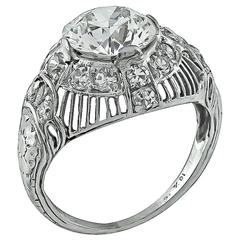 1.88 Carat GIA Cert Diamond Platinum Engagement Ring