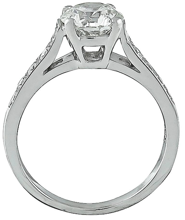 Round Cut GIA Cert 1.00 Carat Diamond Gold Engagement Ring For Sale