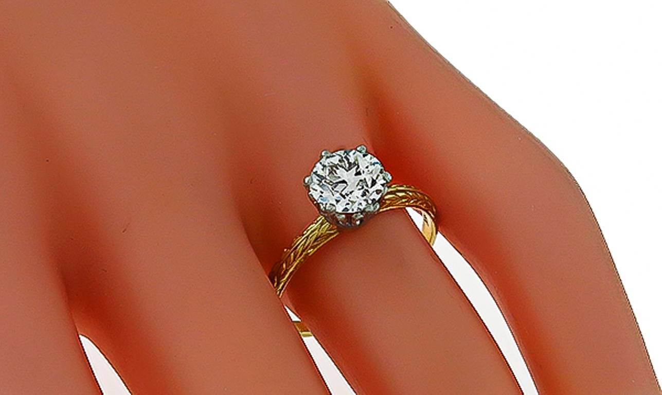 Victorian Antique 1.50 Carat GIA Cert Diamond Gold Solitaire Engagement Ring