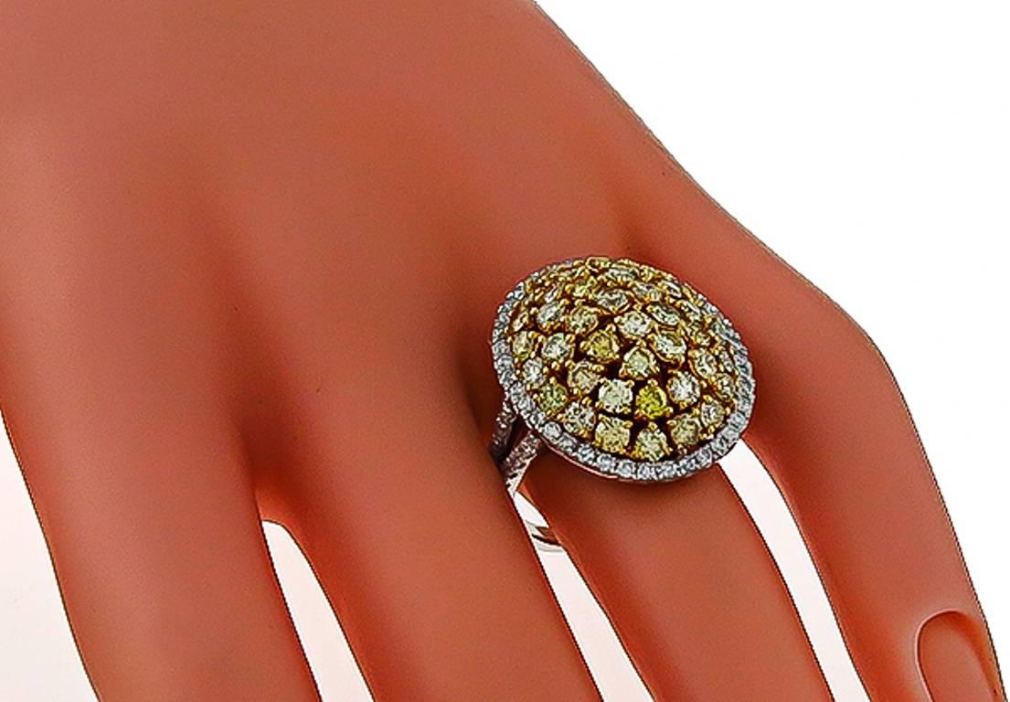 Women's or Men's Natural Fancy Diamond Gold Cluster Ring