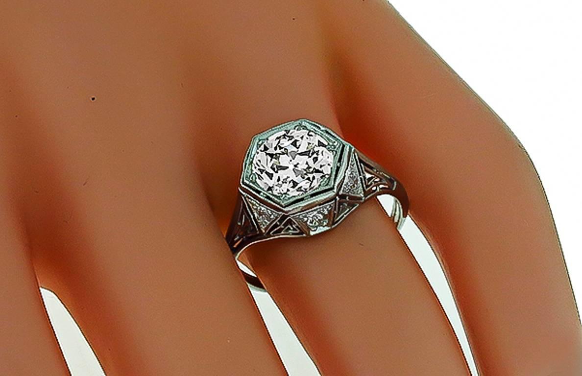 Art Deco 1.98 Carat GIA Cert Diamond Platinum Engagement Ring For Sale
