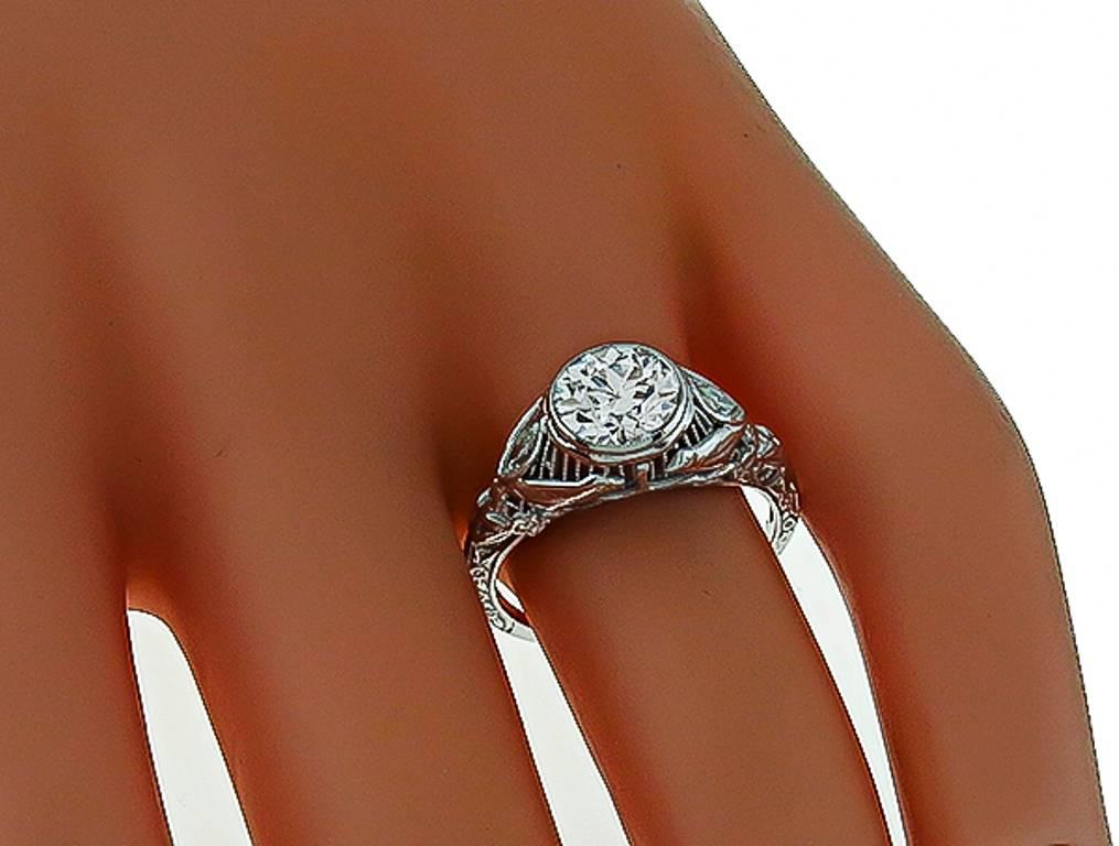 Edwardian Antique 1.24 Carat GIA Cert Diamond Gold Engagement Ring
