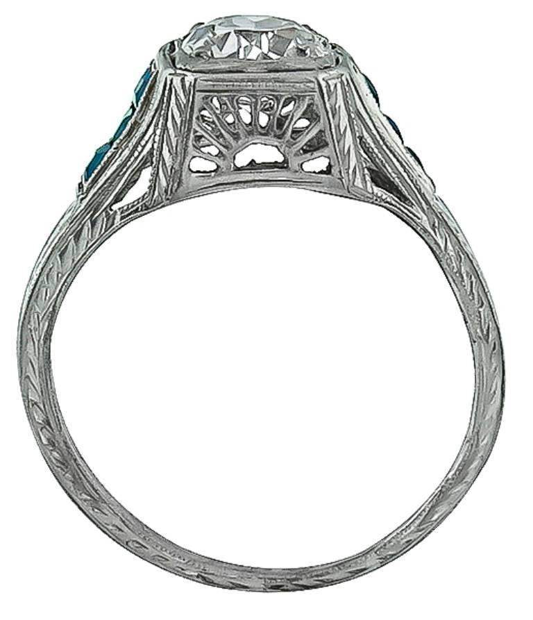 Art Deco Antique GIA Cert 0.84 Carat Diamond Platinum Engagement Ring