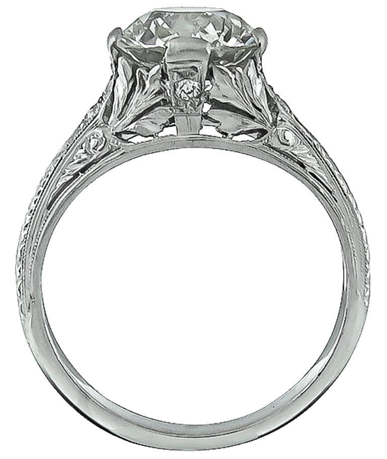 Edwardian Antique 2.11 Carat Diamond Platinum Engagement Ring