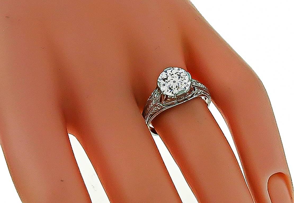 Antique 2.11 Carat Diamond Platinum Engagement Ring In New Condition In New York, NY