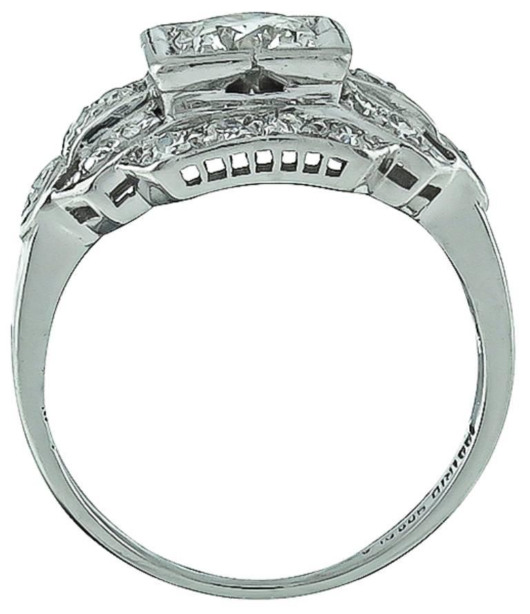 Art Deco Enticing Diamond Platinum Engagement Ring For Sale