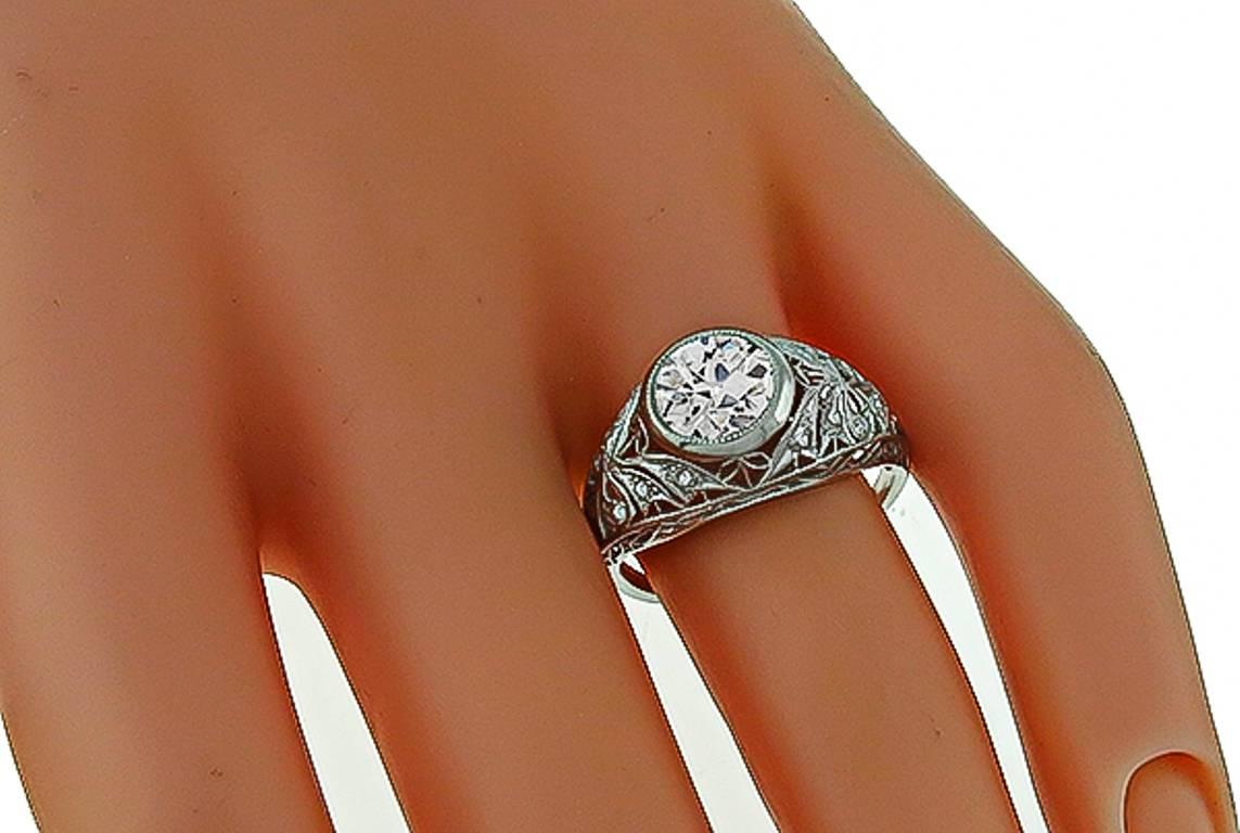 Round Cut 1.50 Carat GIA Diamond Platinum Engagement Ring