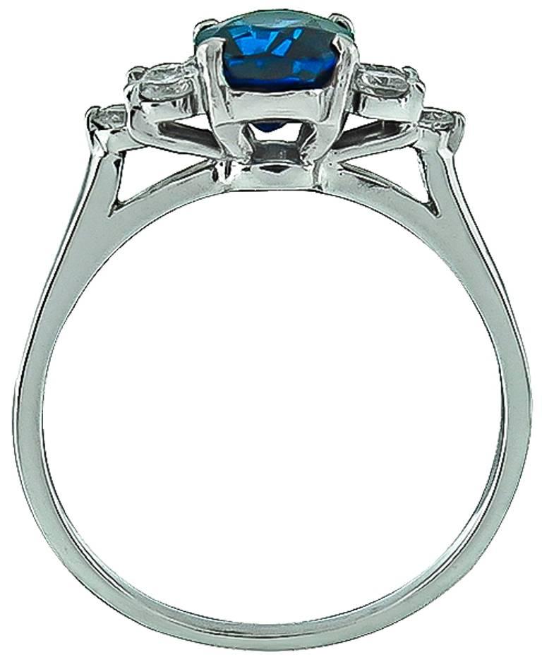 Women's or Men's Natural GIA Cert 2.13 Carat Sapphire Diamond Platinum Engagement Ring