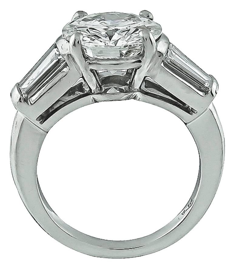 Women's or Men's Stunning 2.36 Carat GIA Cert Diamond Platinum Engagement Ring For Sale