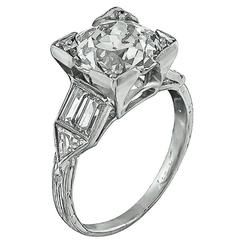 Impressive Art Deco 2.65 Carat Diamond Platinum Engagement Ring