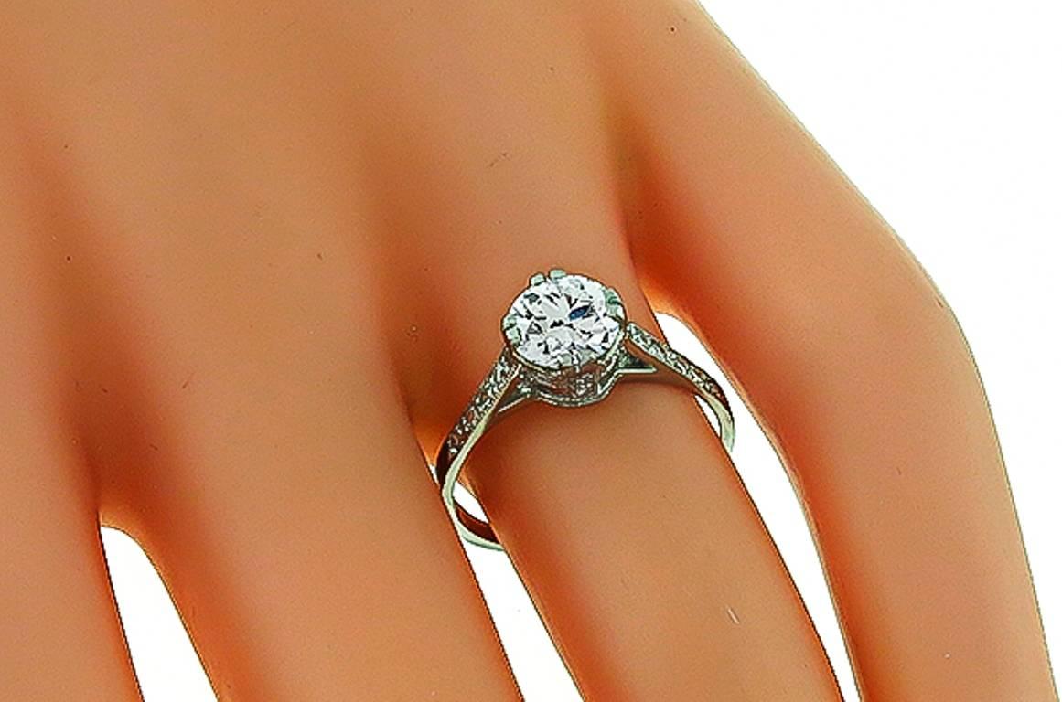 Round Cut 1.03 Carat GIA Cert Diamond Platinum Engagement Ring For Sale
