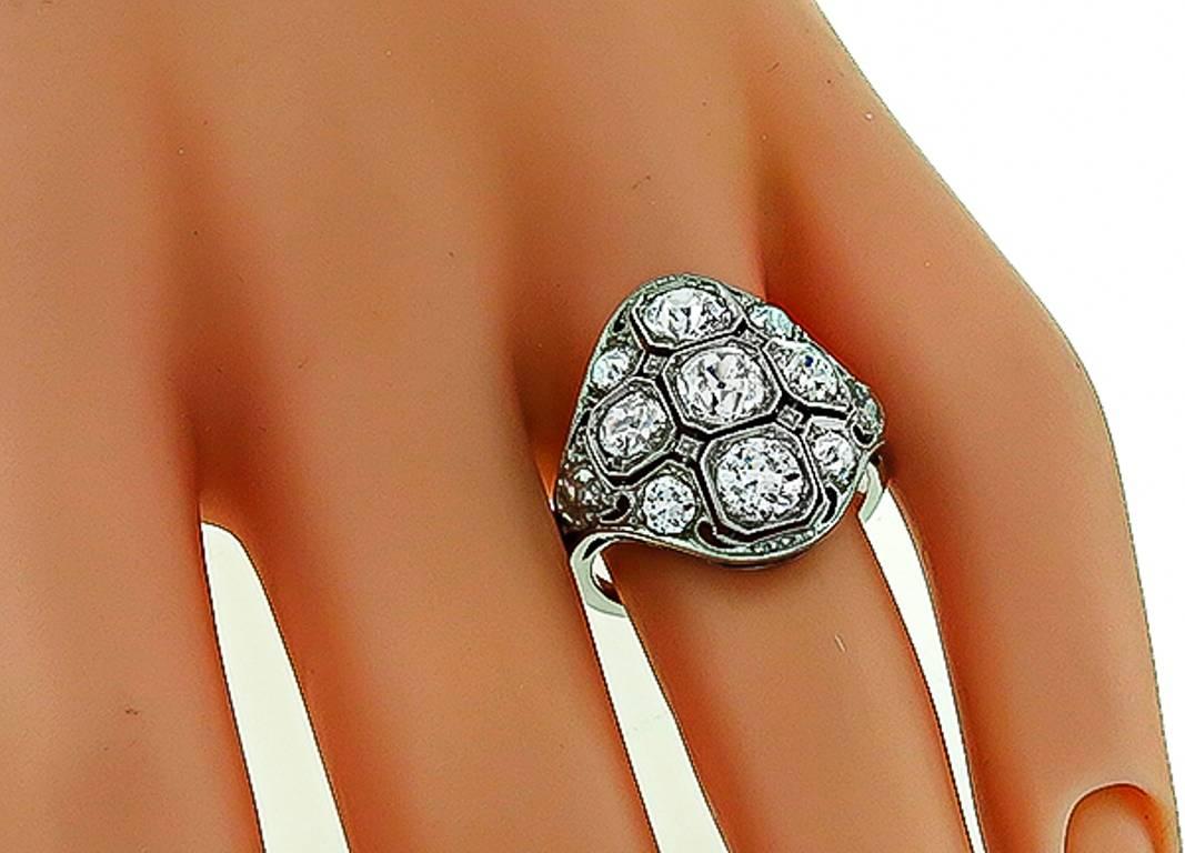 Art Deco Amazing 2.75 Carats Diamonds Platinum Ring