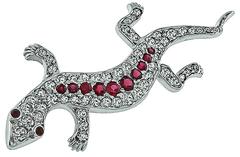 Diamond Ruby Gold Lizard Pin Brooch