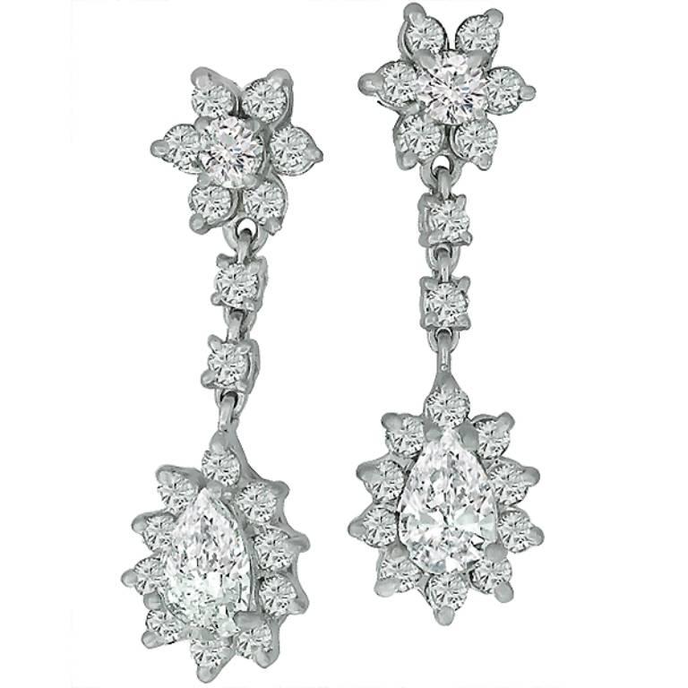 Diamant-Tropfen-Ohrringe aus Gold mit Anhänger für Damen oder Herren im Angebot