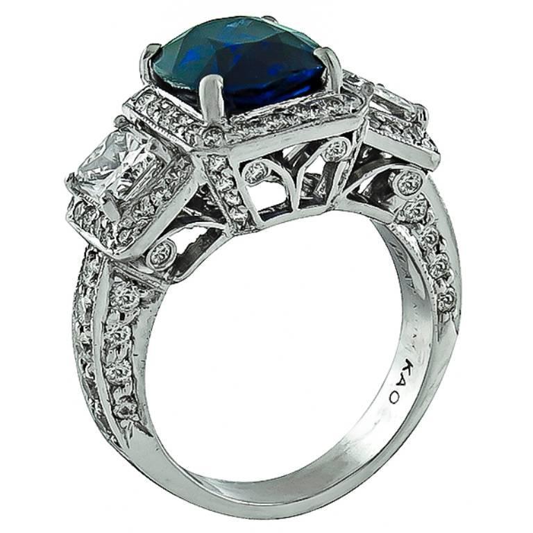 Amazing 3.39 Carat Sapphire Diamond Platinum Engagement ...