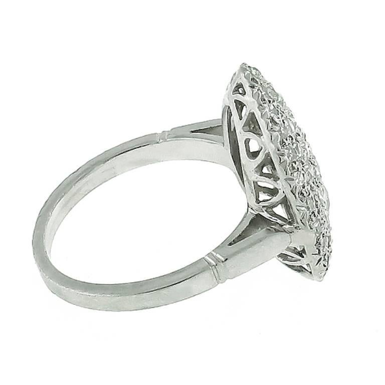 Women's or Men's 1920s Old European Cut Diamonds Platinum Cluster Heart Ring