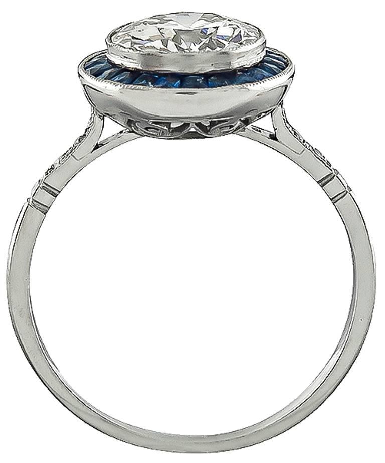 Old European Cut Striking 1.74 Carat Diamond Platinum Engagement Ring