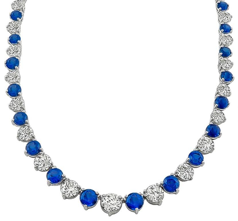 saphire tennis necklace