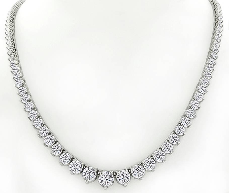 Stunning 26.10 Carats Diamond Gold Riviere Tennis Necklace  1