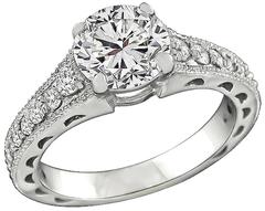 1.57 Carat GIA Cert Diamond Gold Engagement Ring and Wedding Band Set