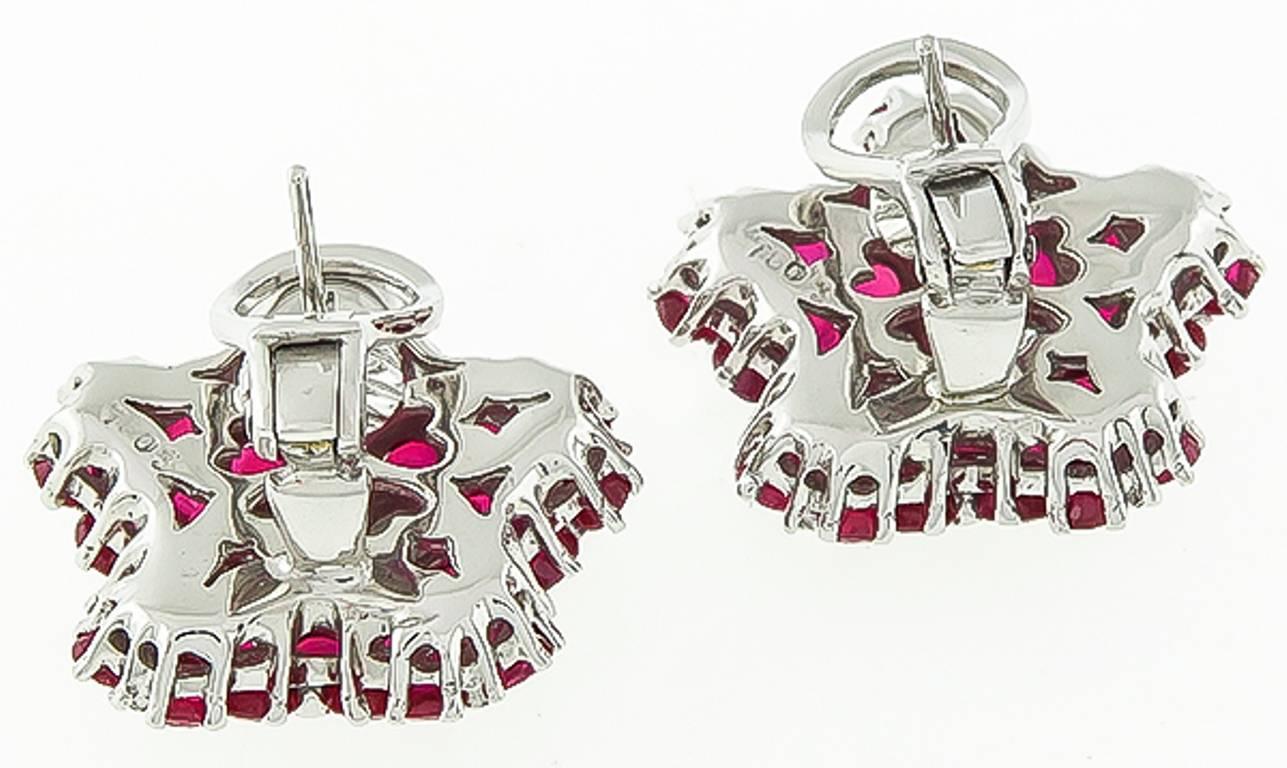 Women's or Men's Charming Ruby Diamond Gold Star Earrings