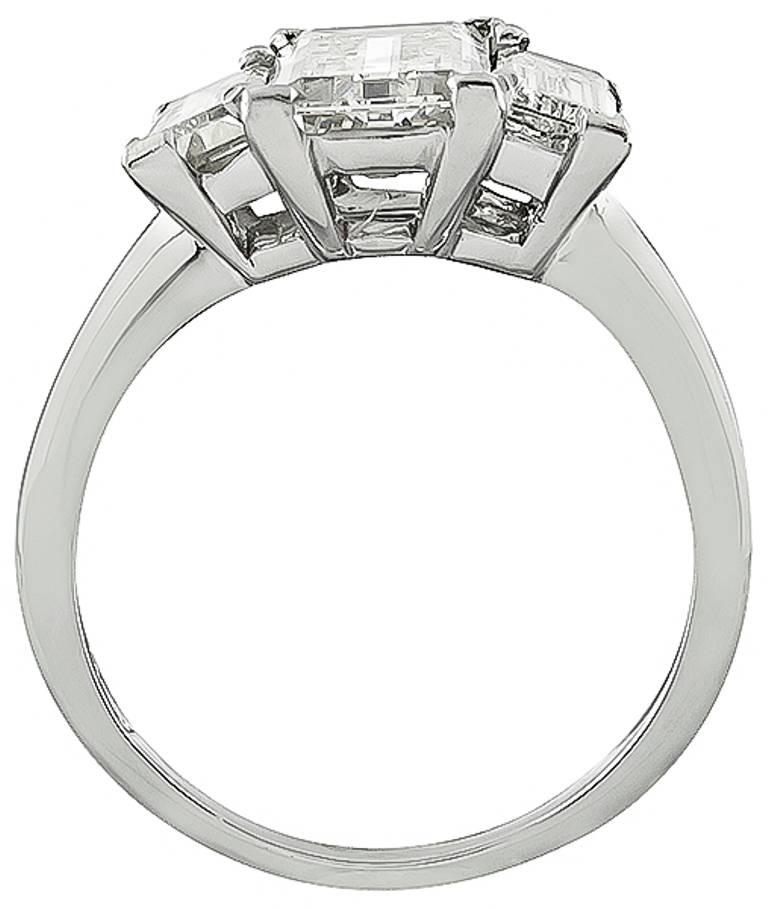 Women's or Men's Stunning 2.49ct Emerald Cut Diamond Engagement Ring