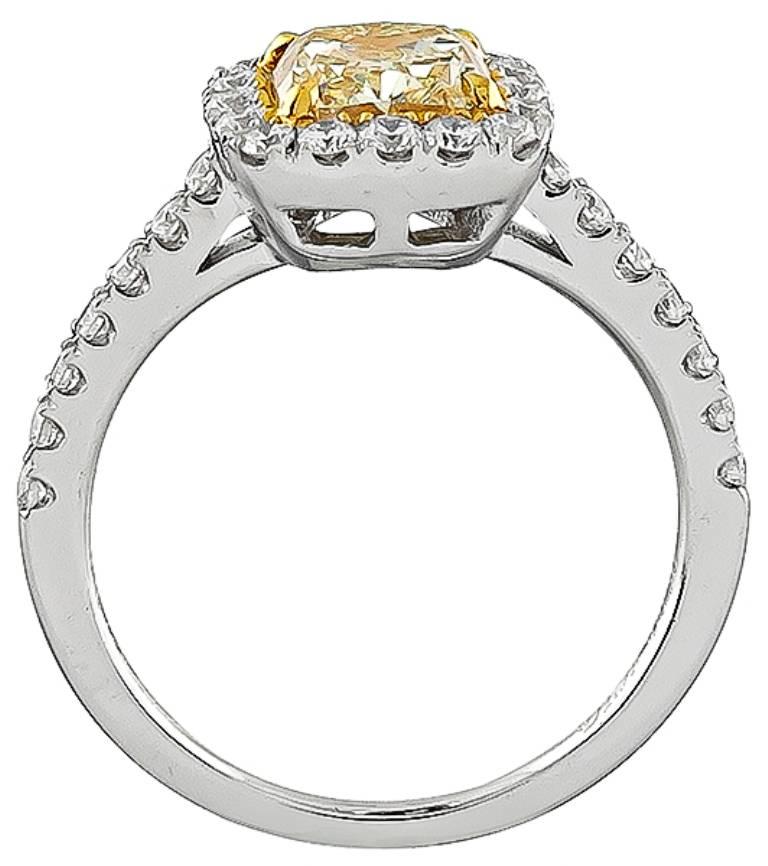 1.59 Carat Natural Fancy Yellow Diamond Gold Engagement Ring In Excellent Condition In New York, NY