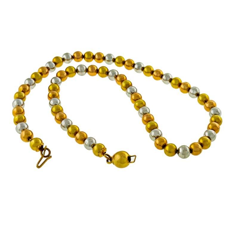 tri color bead necklace