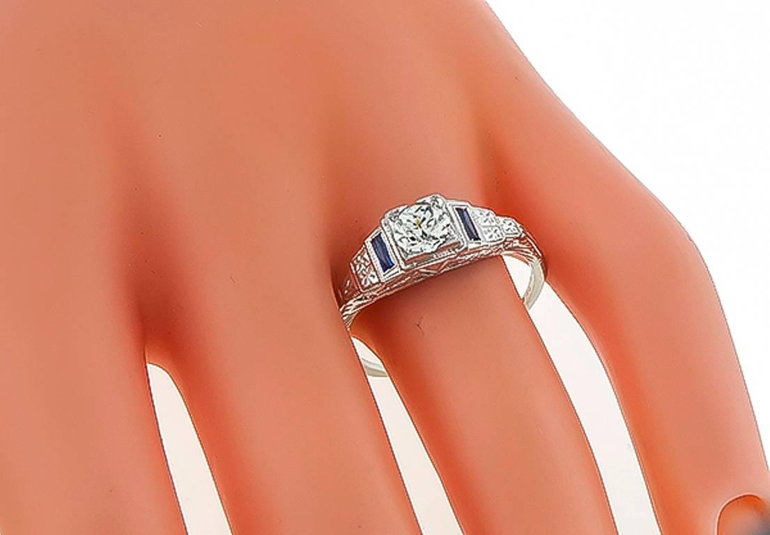 Round Cut Vintage GIA 0.53 Carat Diamond Engagement Ring