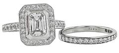 GIA 1.01 Carat Diamond Engagement Ring and Wedding Band Set