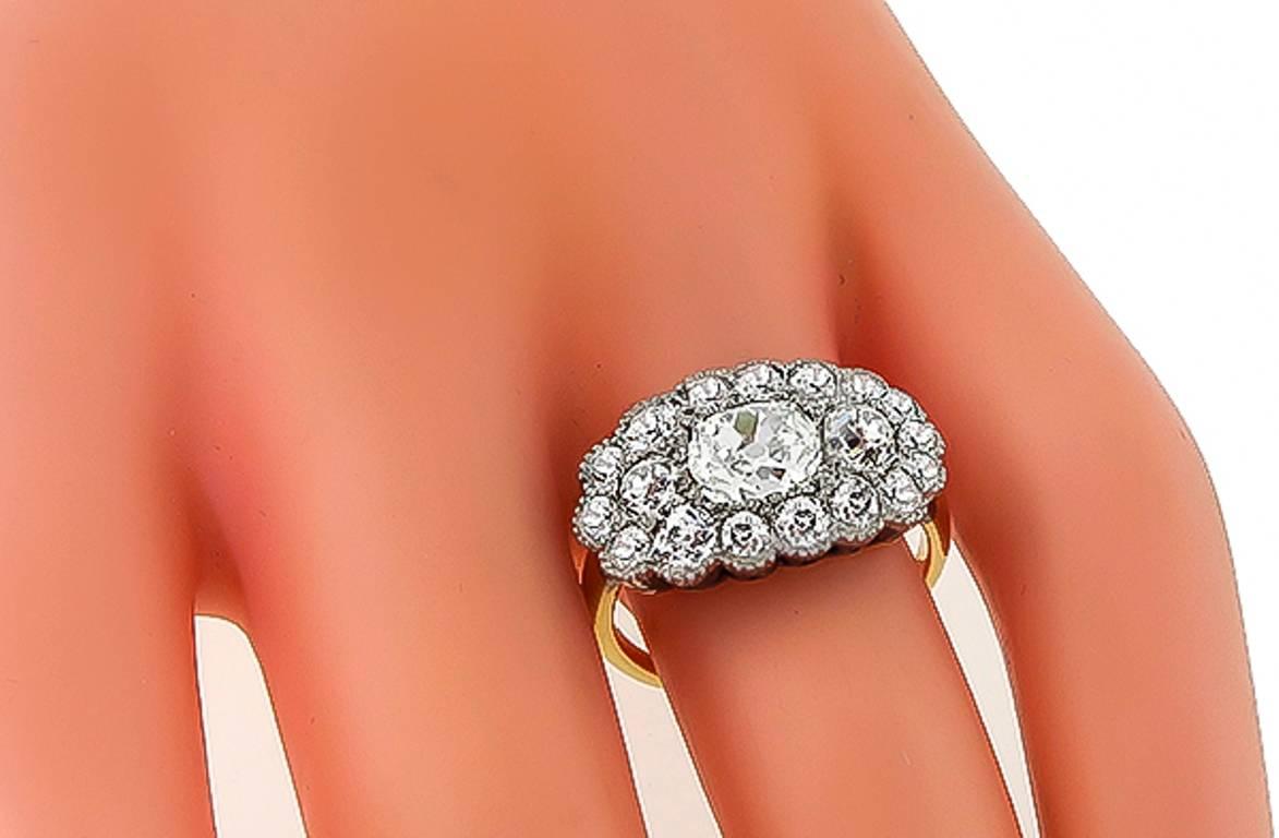 Victorian 1.03 Carat Center Diamond Cluster Ring In New Condition In New York, NY