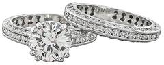Tacori 2.03 Carat Diamond Platinum Engagement Ring and Wedding Band Set