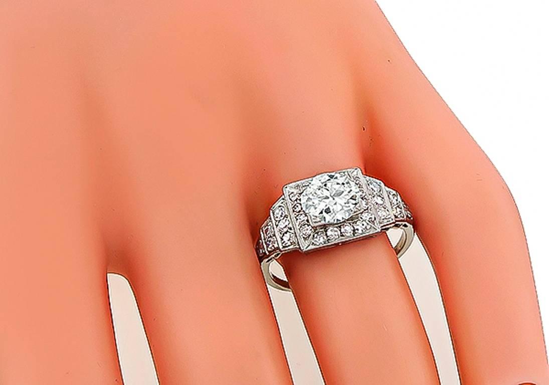 GIA Cert 1.15 Carat Diamond Platinum Engagement Ring In Excellent Condition In New York, NY