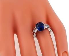 Amazing 4.04 Carat Natural Sapphire Diamond Platinum Engagement Ring