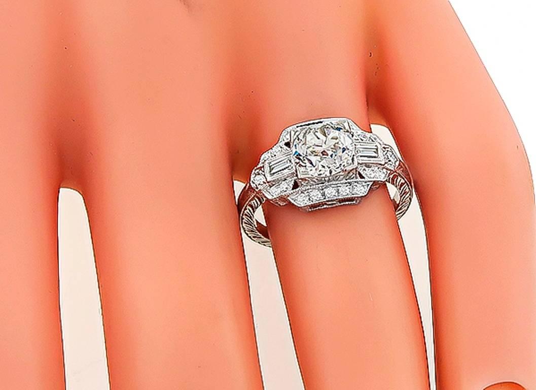 Art Deco Early 20th Century 1.17 Carat GIA Cert Diamond gold Engagement Ring