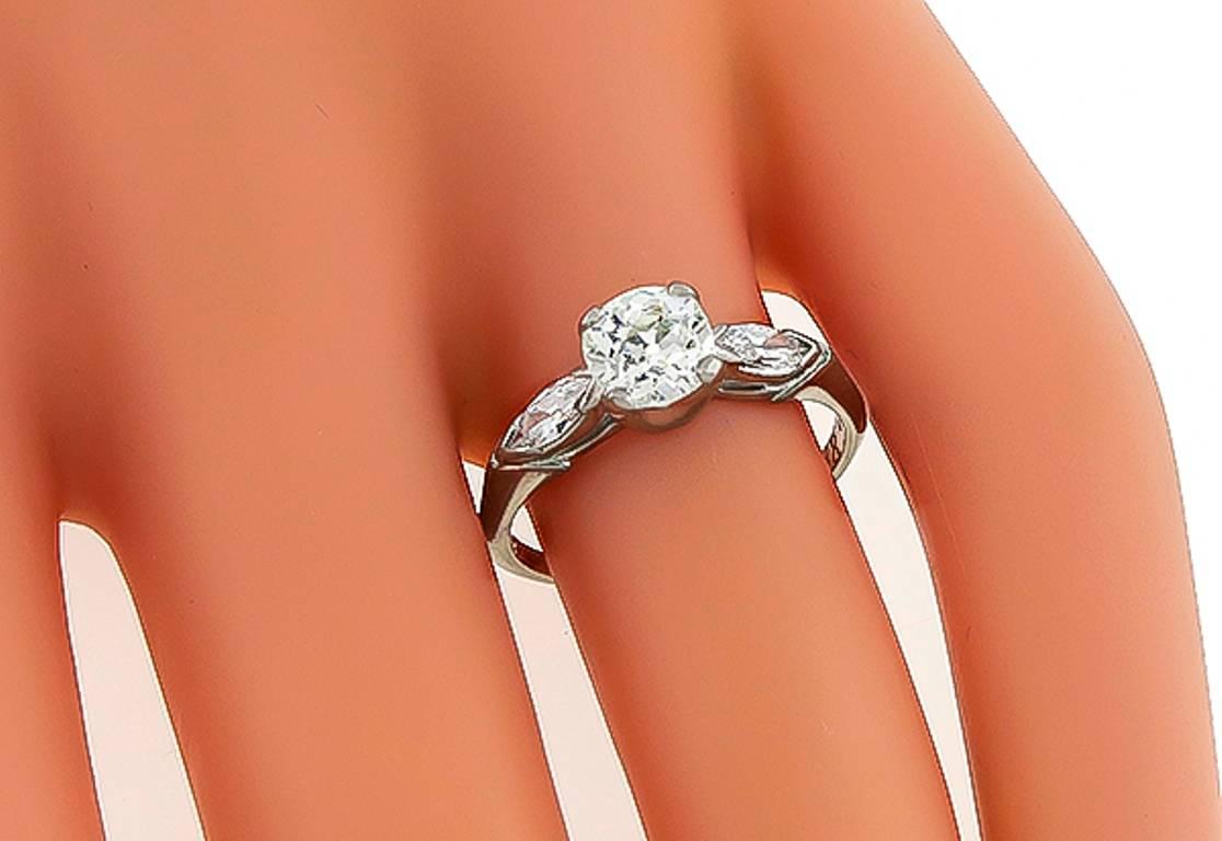 Art Deco GIA Certified 0.90 Carat Diamond Platinum Engagement Ring