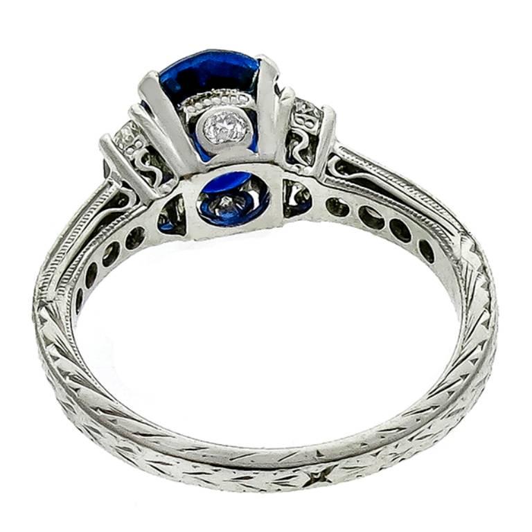 Antique 2.30 Carat Oval Cut Sapphire Diamond Platinum Ring In New Condition In New York, NY