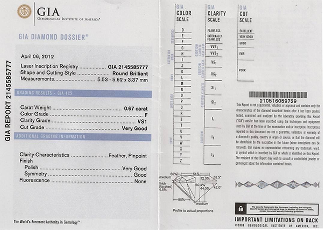 0.67 carat diamond ring price