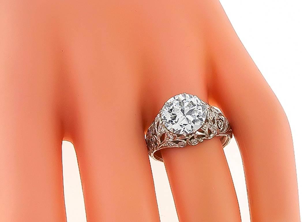 Women's or Men's Vintage GIA 3.36 Carat Diamond Engagement Ring