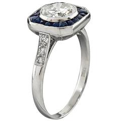 Amazing GIA 1.06 Carat Diamond Sapphire Engagement Ring