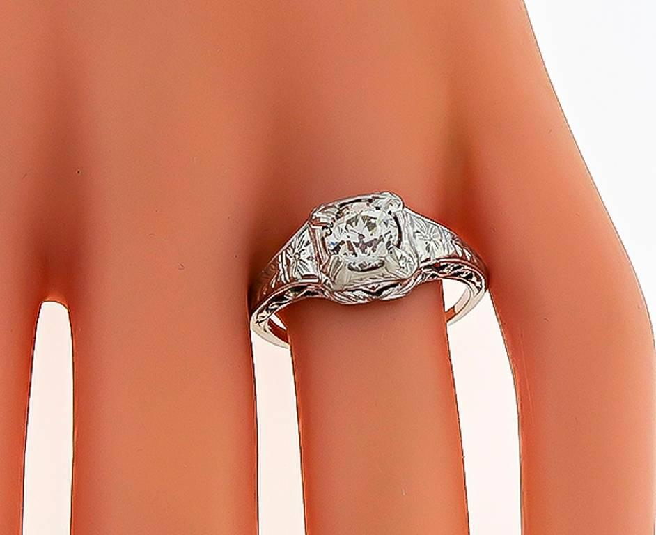 Edwardian Vintage GIA Certified 0.93 Carat Diamond Engagement Ring