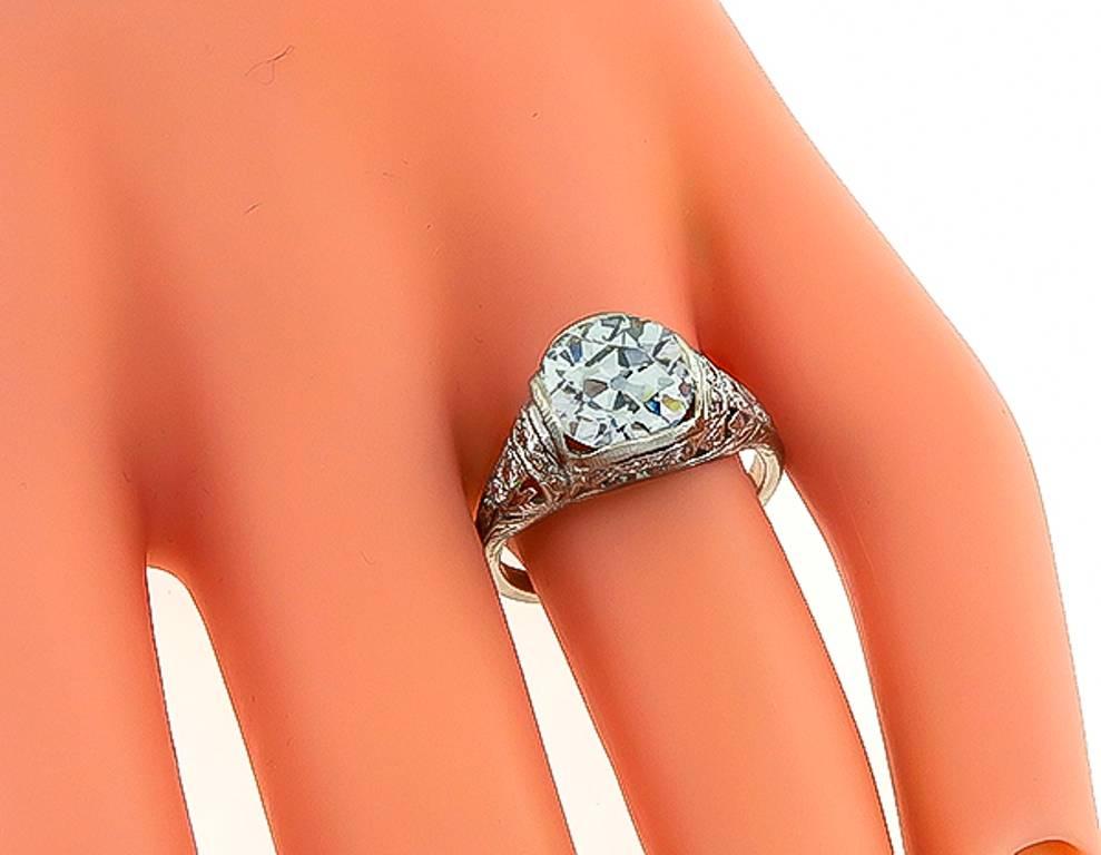 Anillo de compromiso de diamantes vintage certificado GIA de 2.59 quilates Eduardiano en venta