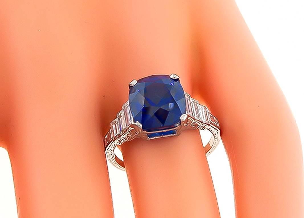 Art Deco Era 6.23 Carat Sapphire Diamond Engagement Ring In New Condition For Sale In New York, NY