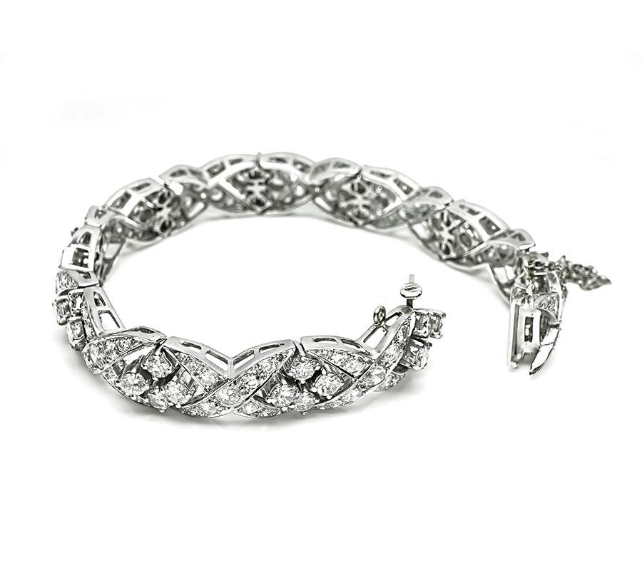Bracelet en platine avec 12.00ct de diamant Bon état - En vente à New York, NY