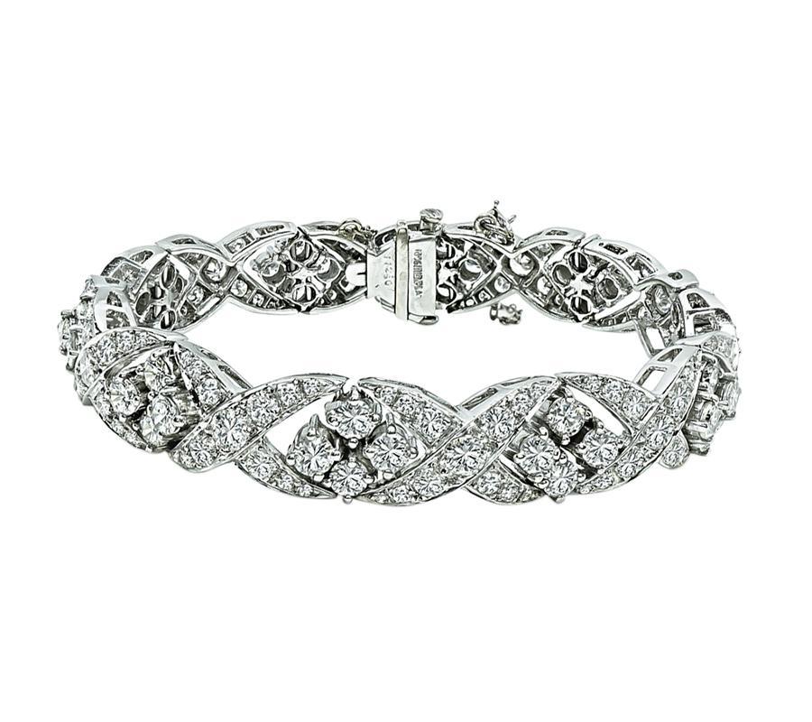 Taille ronde Bracelet en platine avec 12.00ct de diamant en vente