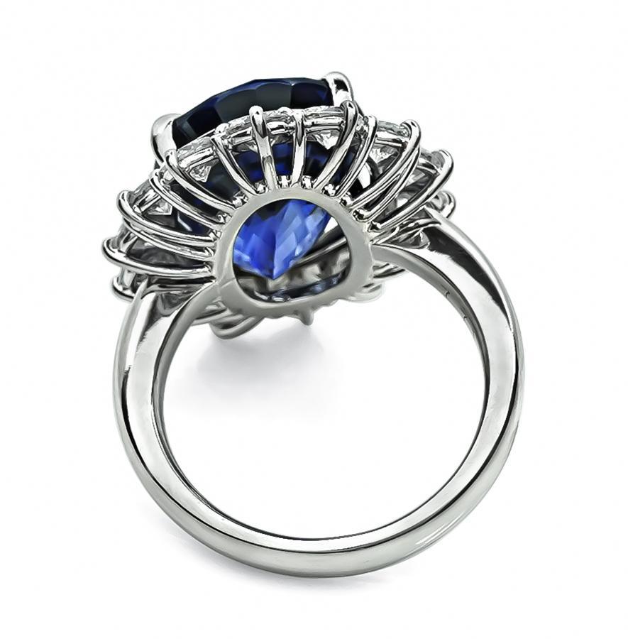 15,05 ct Zafiro de Ceilán 2,43 ct Anillo de compromiso de diamantes en Bueno estado para la venta en New York, NY
